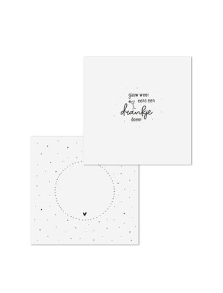 Wenskaart met tekst 'Gauw weer eens een drankje doen' - met bedrukte envelop