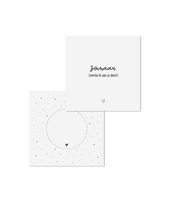 Wenskaart met tekst 'Zomaar omdat ik aan je denk' - met bedrukte envelop