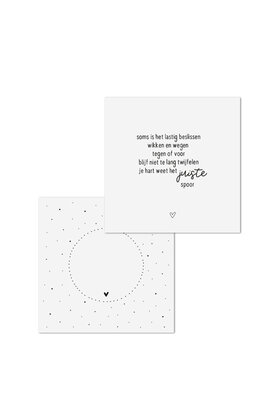 Wenskaart met gedicht 'Je hart weet het juiste spoor...' - met bedrukte envelop