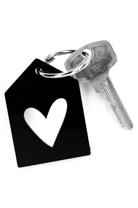 Sleutelhanger zwart huisje met hartje