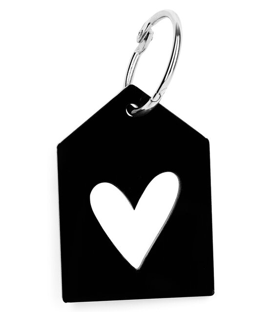 Sleutelhanger zwart huisje met hartje