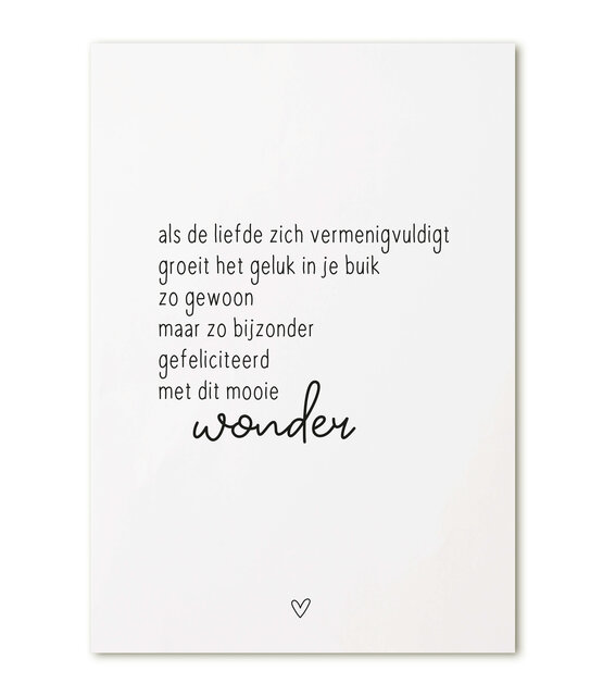 Kaart met tekst  'Als de liefde zich vermenigvuldigt...'