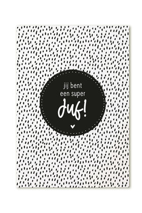 Kaart met tekst 'Jij bent een super juf!'