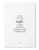 Kaart met tekst 'Met jou vier ik de liefde...'