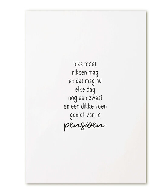 Kaart met tekst 'Geniet van je pensioen'