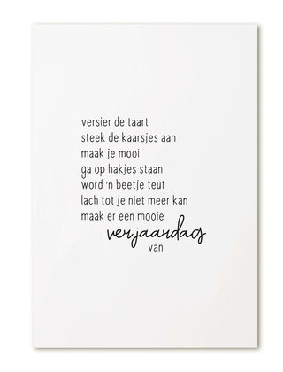 Kaart met gedicht verjaardag