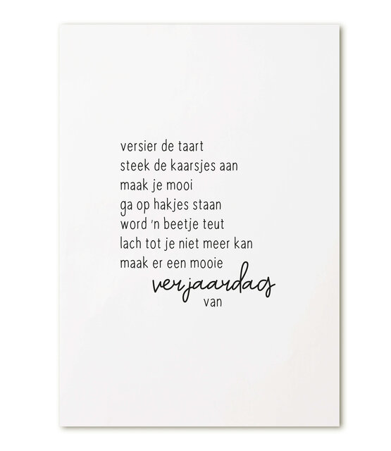 Kaart met gedicht verjaardag