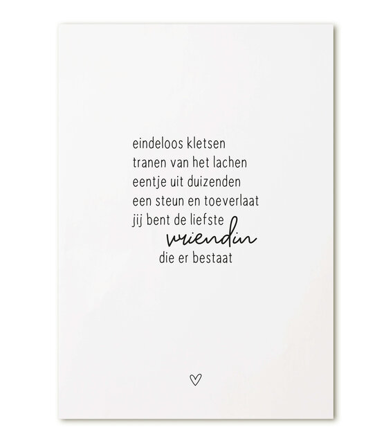 Kaart met gedicht 'Jij bent de liefste vriendin die er bestaat' Kaart met gedicht 'Jij bent de liefste vriendin die er bestaat'