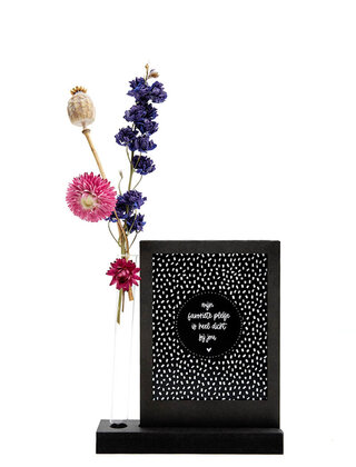 Zwarte houten wissellijst met vaasje