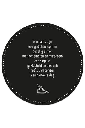 Muurcirkel (binnen) zwart Sinterklaas gedicht - 20cm