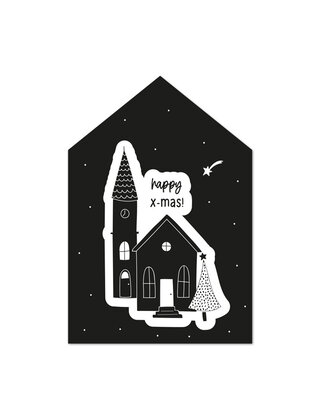 Kerst cadeaukaartje huisje happy x-mas