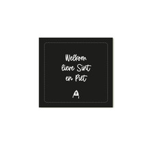 Minikaartje zwart 'Welkom lieve Sint en Piet'