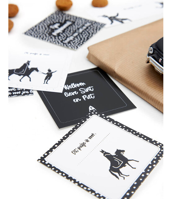 Minikaartje zwart 'Welkom lieve Sint en Piet'