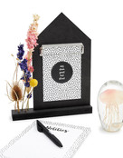 Kaart met tekst 'durf droom geniet lach straal'