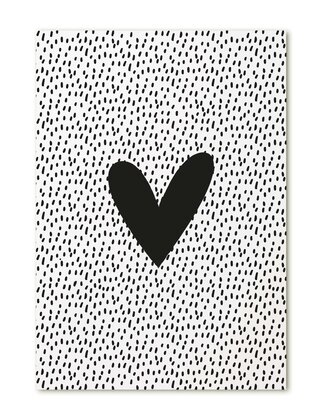 Kaart met zwart wit patroon en hart
