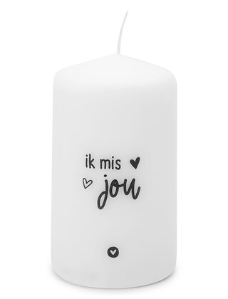 Kaars met tekst 'Ik mis jou'
