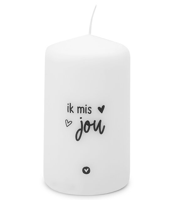 Kaars met tekst 'Ik mis jou'