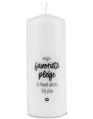 Kaars met tekst 'Mijn favoriete plekje is heel dicht bij jou'