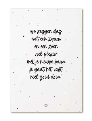 Kaart gedichtje over een nieuwe baan