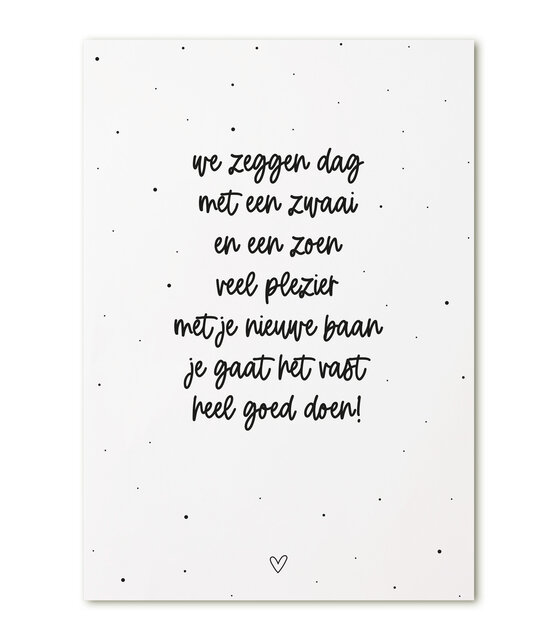 Kaart gedichtje nieuwe baan