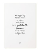 Kaart gedichtje nieuwe baan