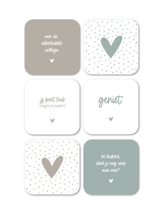 Afscheidscadeau voor de allerleukste collega! - Set van 6 vinyl onderzetters