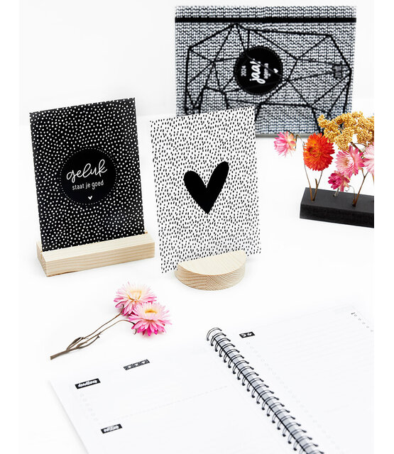 Kaartenhouder rond  blank hout