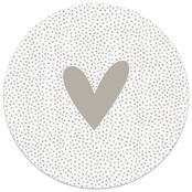 Muurcirkel beige hart met dots patroon