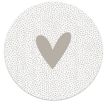 Muurcirkel beige hart met dots patroon