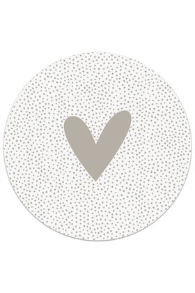 Muurcirkel (binnen) beige hart met dots patroon - 3 formaten