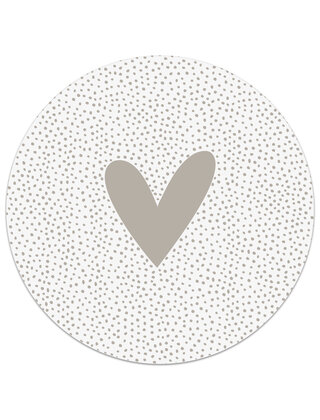 Muurcirkel (binnen) beige hart met dots patroon - 3 formaten
