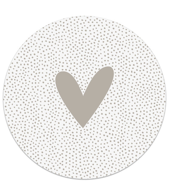 Muurcirkel beige hart met dots patroon