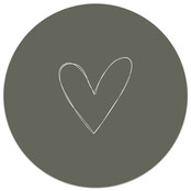 Muurcirkel olijfgroen met hartje