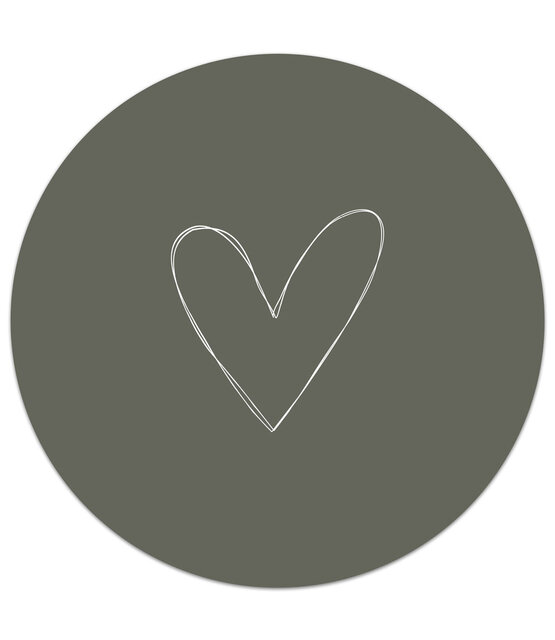 Muurcirkel olijfgroen met hartje
