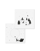 Dubbele kerstkaart  met bedrukte envelop  - kerstbomen en hertjes