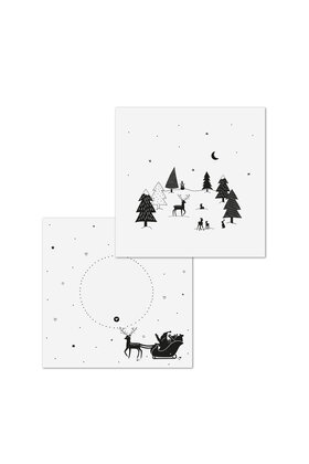 Dubbele kerstkaart met envelop - kerstbomen en hertjes