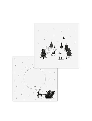 Dubbele kerstkaart met envelop - kerstbomen en hertjes