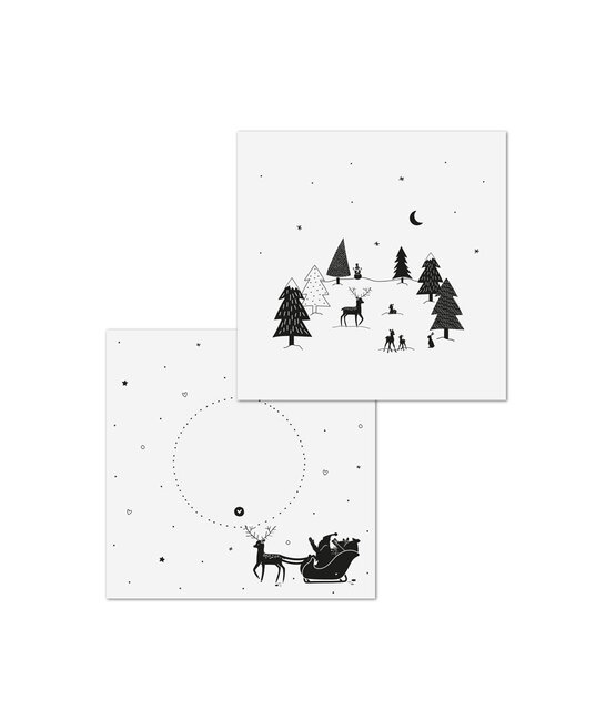 Dubbele kerstkaart  met bedrukte envelop  - kerstbomen en hertjes