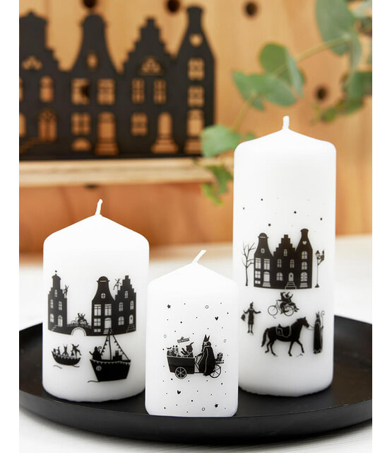 Mini kaars Sinterklaas en piet in de bakfiets