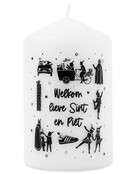 Kaars Sinterklaas met tekst 'Welkom lieve Sint en piet'