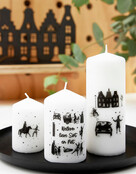 Kaars Sinterklaas met tekst 'Welkom lieve Sint en piet'