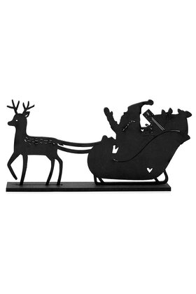 Houten kerst set bij grachtenpandjes - Kerstman met arrenslee en hertje - PRE-ORDER