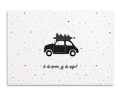 Kerstkaart A6  'Ik de boom, jij de wijn?'