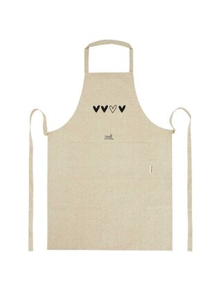 Beige katoenen schort met hartjes - van gerycled materiaal