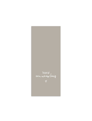 Cadeaukaartje beige met tekst - Hoera! een nieuw huis