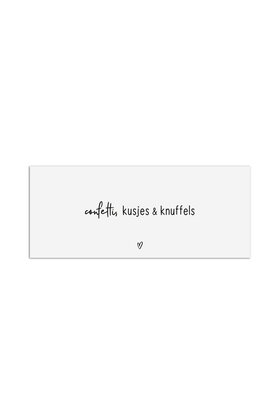 Cadeaukaartje met tekst - Confetti, kusjes & knuffels