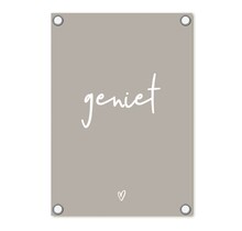 Tuinposter beige met tekst - Geniet | 60x80cm