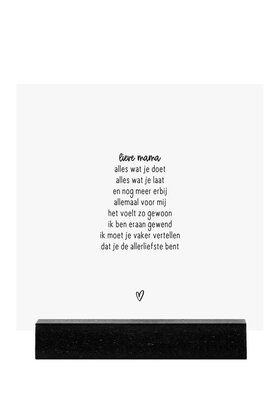 Forex tegeltje - wit met gedicht 'Lieve mama...'