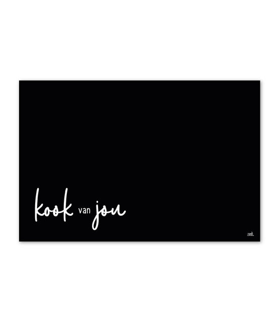 Inductiebeschermer - zwart met tekst 'Kook van jou' Inductiebeschermer - zwart met tekst 'Kook van jou'