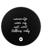 Koektrommel zwart wit met tekst 'Momentje voor mij met wat lekkers erbij'